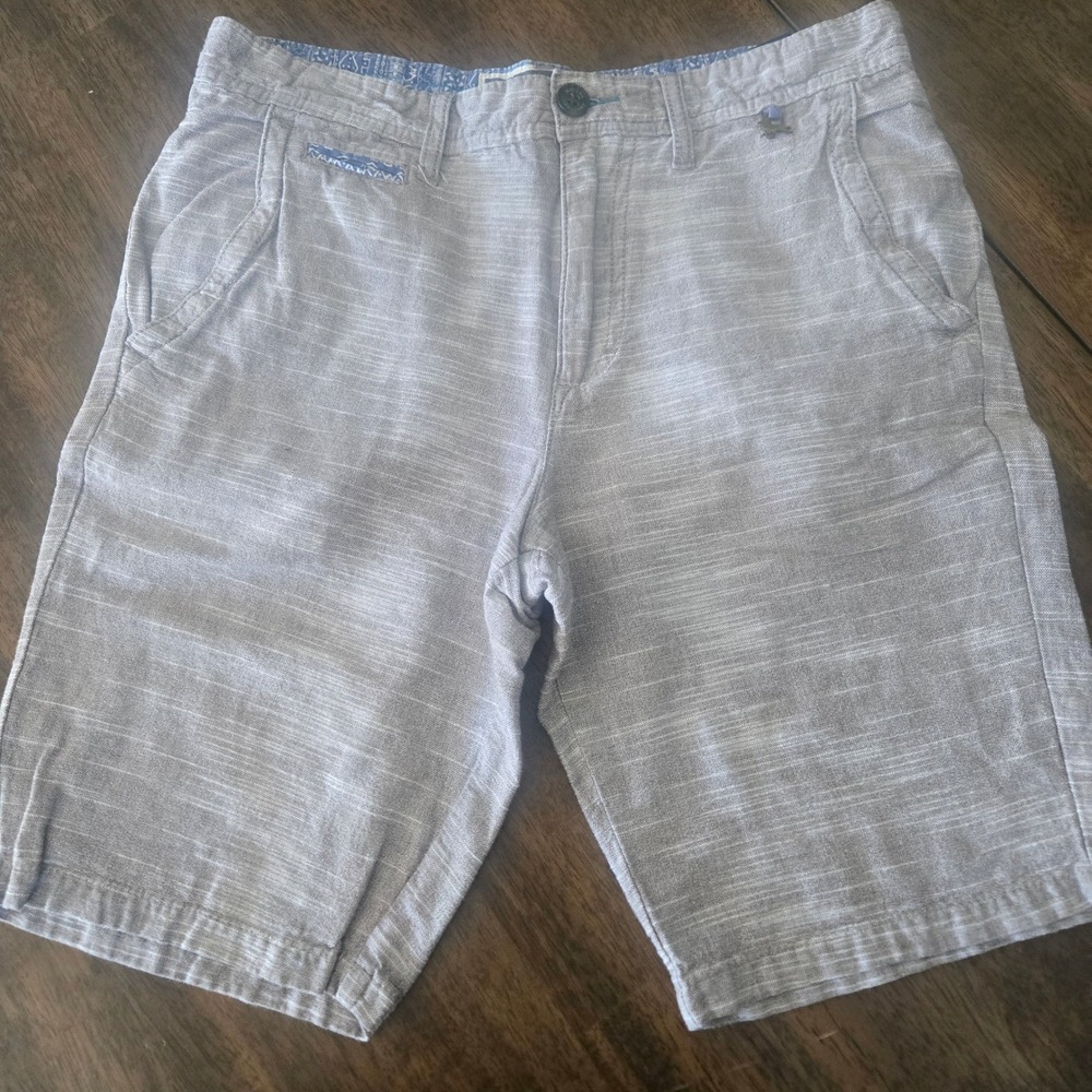 Modern‎ Amusement Mens Flat Front Chino Shorts 31 Gray Slub Cotton RN090233